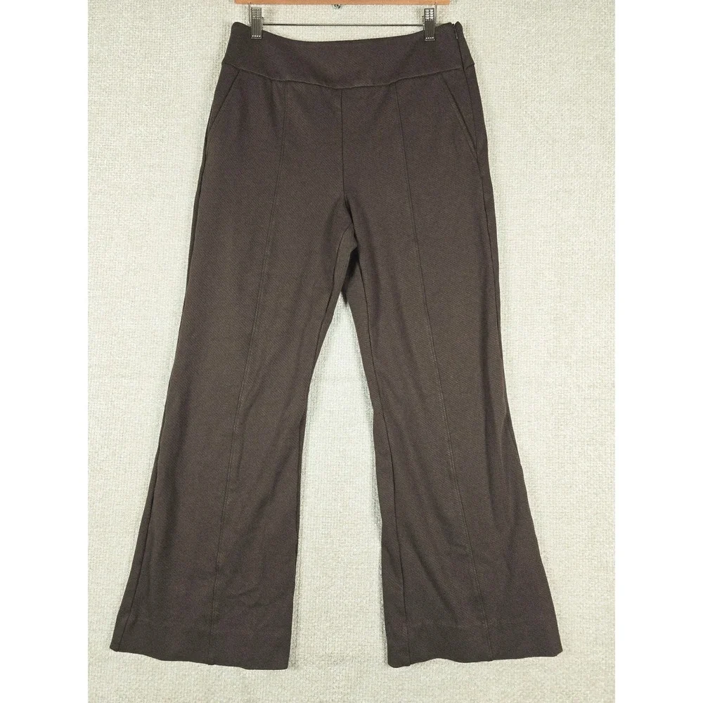 Cabi Brown Wide Leg Pintuck Trousers Side Zip Stretch‎ Career Pants Size 10